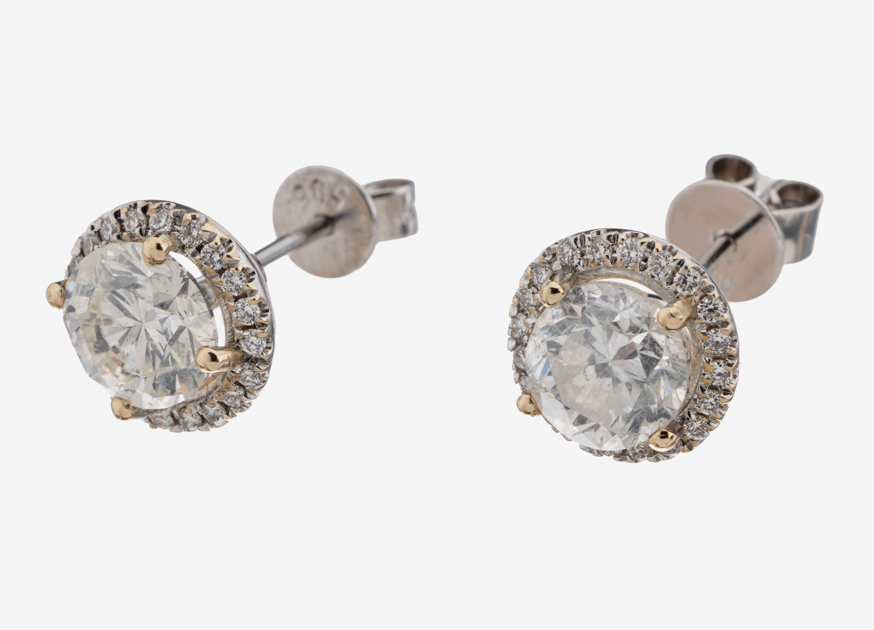 Image 27122692 - Paar 18 kt Gold Brillant-Ohrstecker, WG 750/000, 2 Brillanten zus. ca. 2.02 ct ...