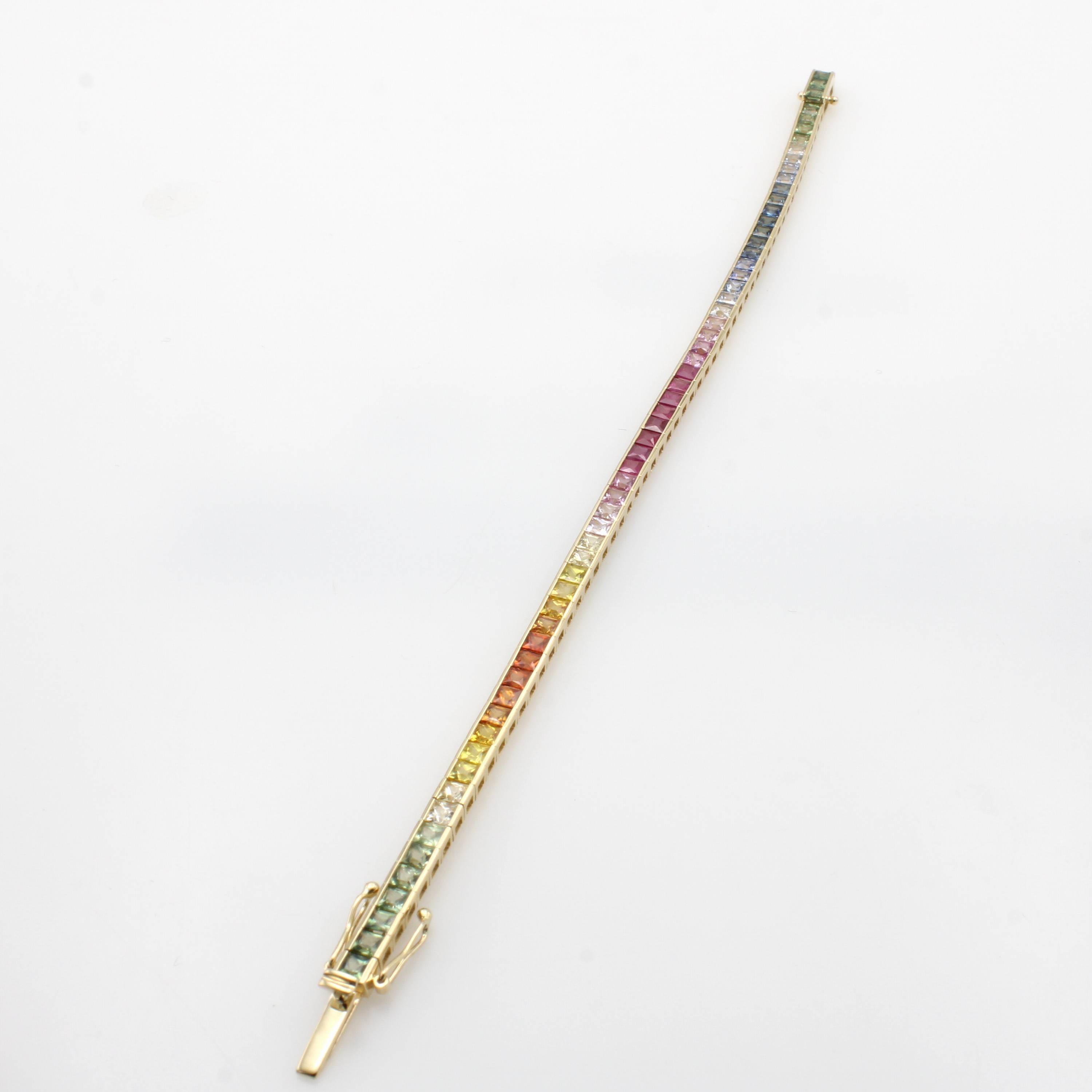 Image 27122695 - Armand mit Saphiren, GG 585/000, 62 Saphir- carrées zus. ca. 8.41 ct, Kastenschl. m. ...