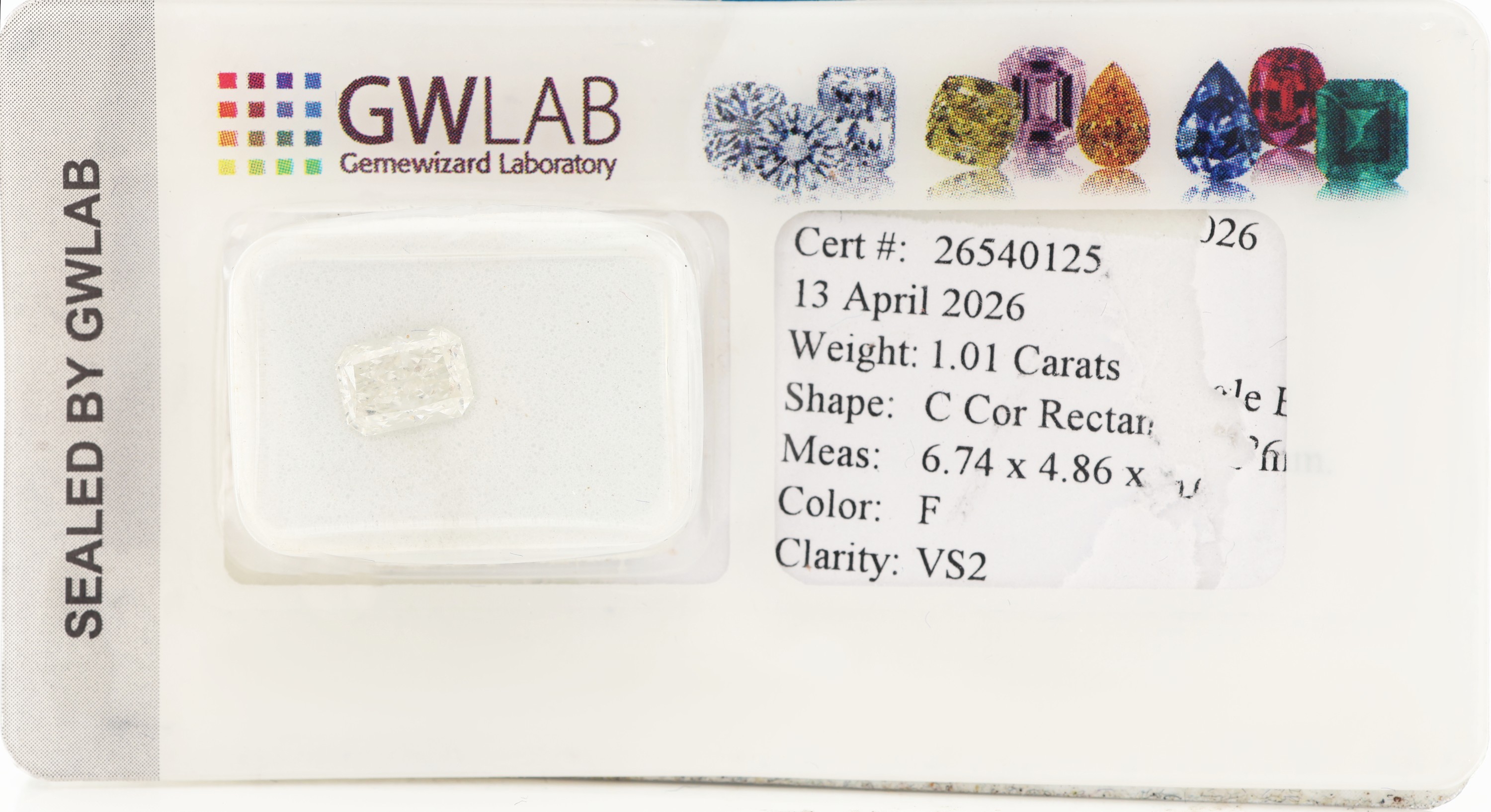Image 27122696 - Loser Diamant 1.01 ct feines Weiß(F)/vs2, Cut Cornered Rectangle Brillant, ...