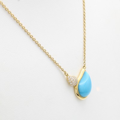 27122605a - Tamara Comolli Collier mit Türkis und Brillanten, GG 750/000, Türkistropfen, Brill. in ...