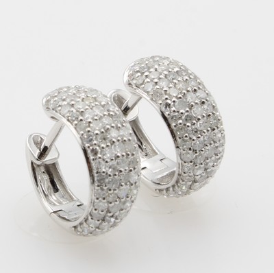 Image Paar Klappcreolen mit Brillanten, WG 585/000, 146 Brill. zus. ca. 0.85 ct Weiß/si-p, D. ...