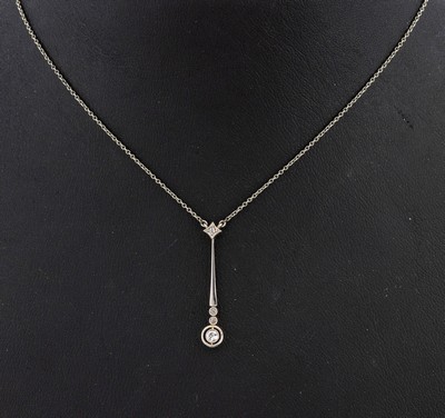 27122652a - 14 kt Gold Diamant-Collier, um 1930, GG 585/000, Mittelteil schauseitig WG, 1 ...