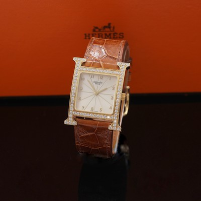 Image HERMES Armbanduhr Heure H Referenz HH1.586, quarz, 2-teil. Geh. inkl. orig. Lederband m. ...