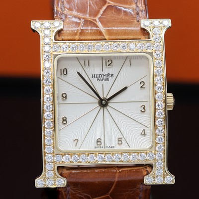 27122677b - HERMES Armbanduhr Heure H Referenz HH1.586, quarz, 2-teil. Geh. inkl. orig. Lederband m. ...
