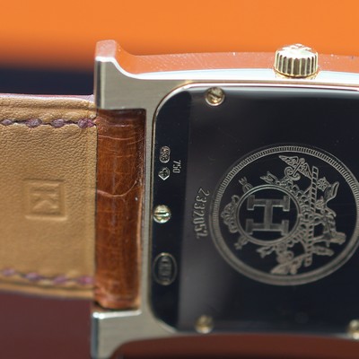 27122677g - HERMES Armbanduhr Heure H Referenz HH1.586, quarz, 2-teil. Geh. inkl. orig. Lederband m. ...