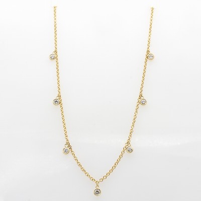 Image Collier mit Brillanten, GG 585/000, 7 Brill. zus. ca. 0.42 ct feines Weiß/vs-si, ...