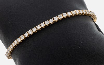 Image 14 kt gold brilliant-rivierebracelet , YG 585/000, 60 brilliants total approx. 4.50 ct ...