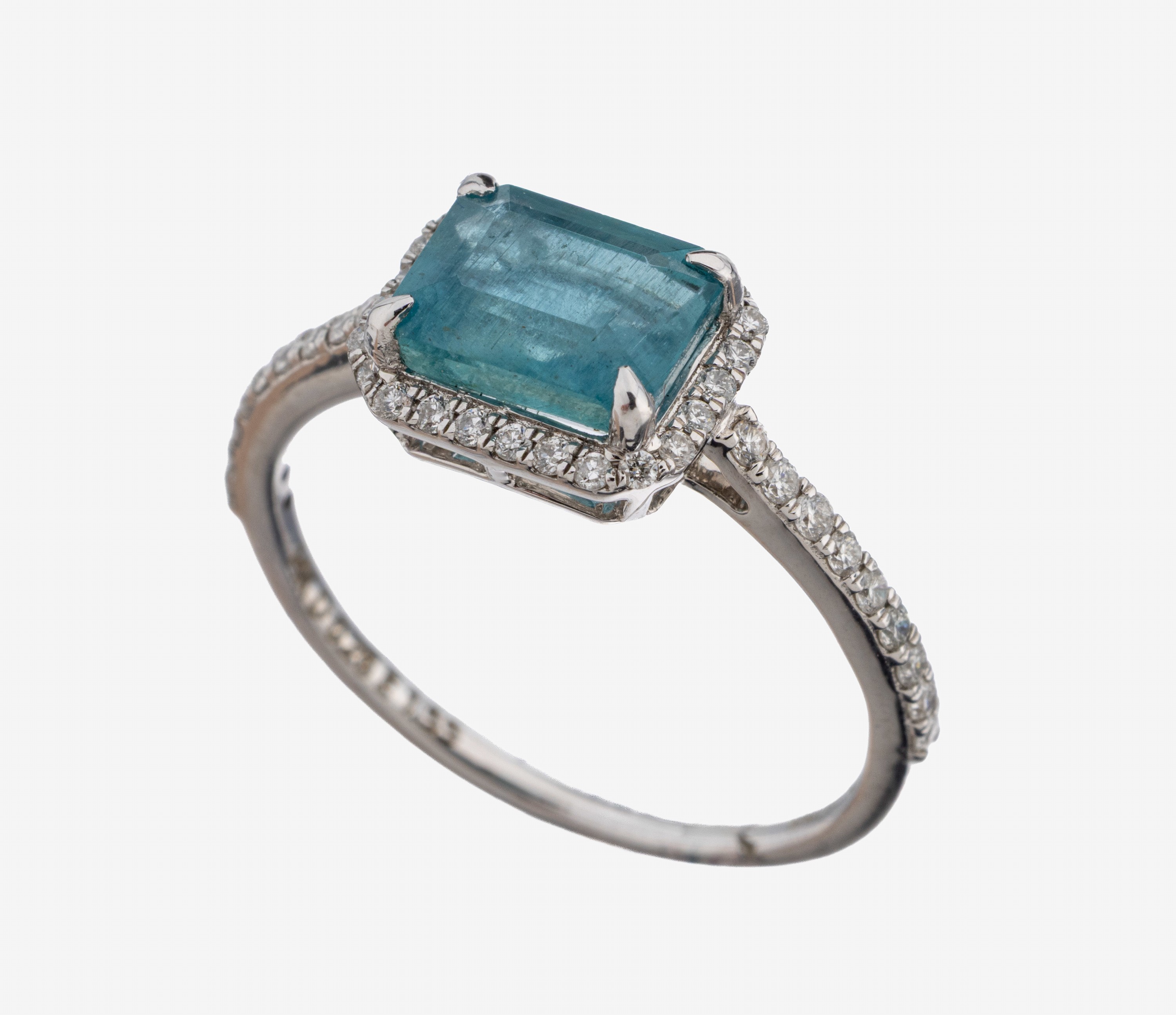 Image 27122703 - 14 kt Gold Smaragd-Brillant-Ring, WG 585/000, Smaragd (lt. IGI-Expertise) im Emerald ...