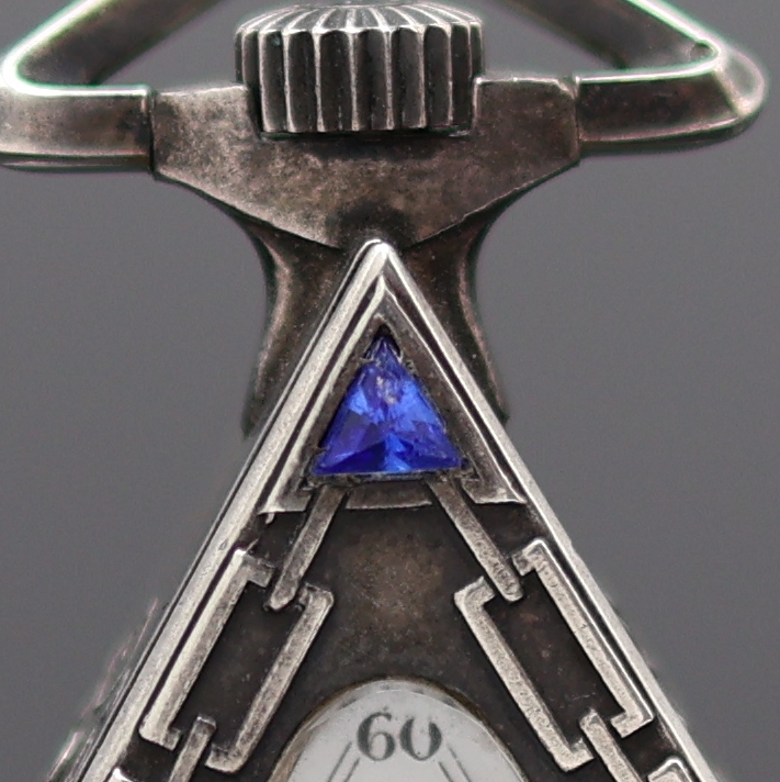 Detail g: SOLVIL WATCH CO / G. SCHWAB_LOEILLE Freimaurer Taschenuhr in Sterlingsilber, Schweiz um 1930, aufw. 3-eckiges Geh. mit Freimaurersymbolik, unter ...