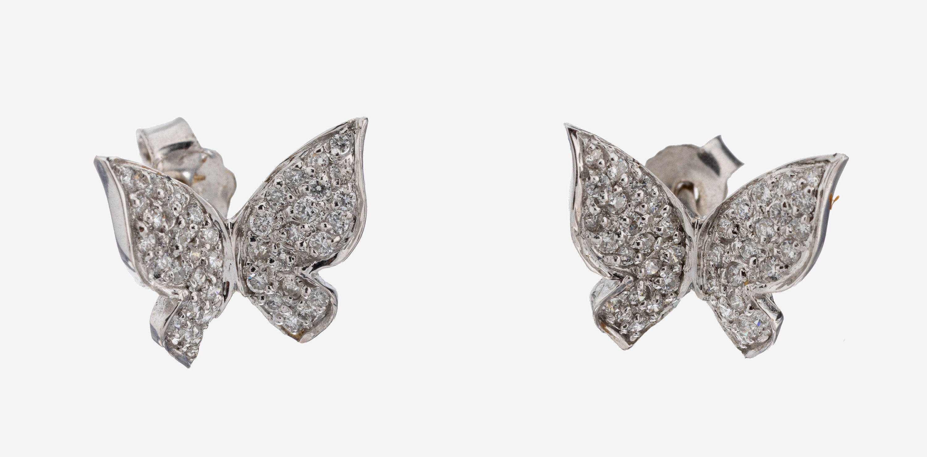 Image 27122746 - Paar 18 kt Gold Brillant-Ohrstecker, WG 750/000, Schmetterlinge, Brillanten zus. ca. ...