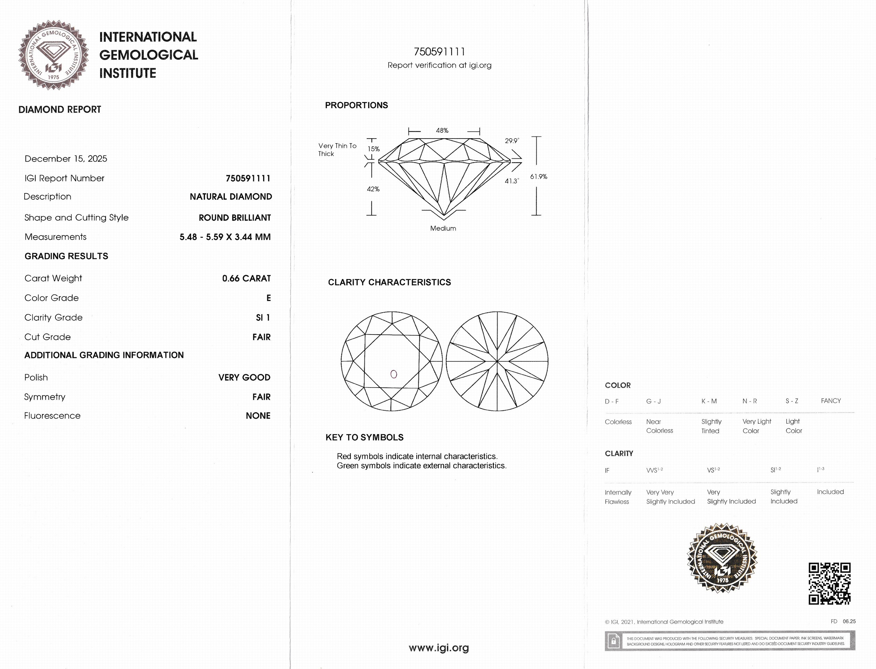 Detail a: Loser Diamant 0.66 ct hochfeines Weiß(E)/si1, Altschliff, eingeschweißt, mit IGI-Expertise
