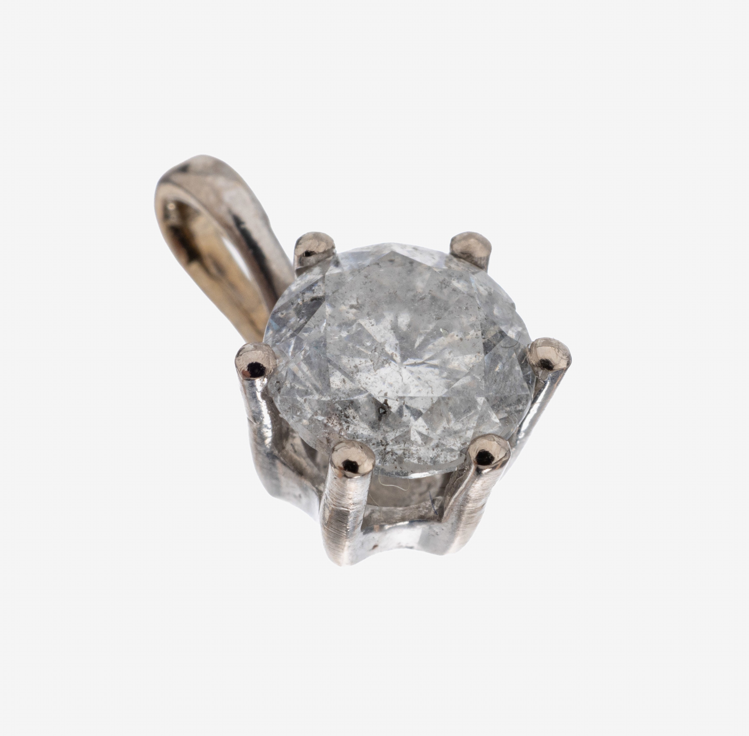 Image 27122756 - 18 kt Gold Brillant-Anhänger, WG 750/000, Brillant ca. 0.65 ct Weiß/p2, min. besch., ...