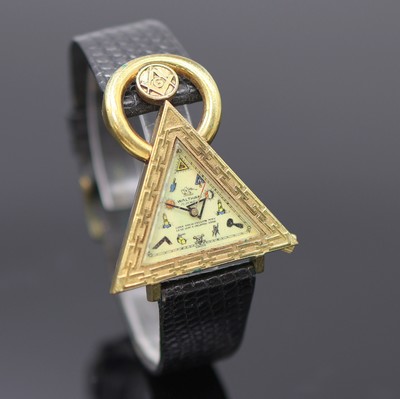 27122707b - WALTHAM Herrenarmbanduhr mit Freimaurersymbolik, Schweiz um 1930er Jahre, Handaufzug, ...