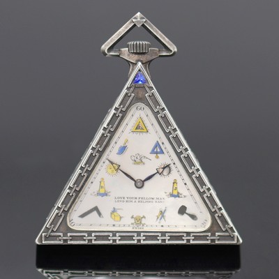 27122708a - SOLVIL WATCH CO / G. SCHWAB_LOEILLE Freimaurer Taschenuhr in Sterlingsilber, Schweiz um ...