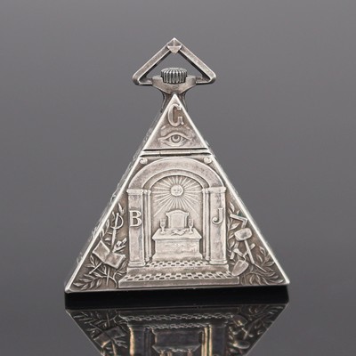 27122708b - SOLVIL WATCH CO / G. SCHWAB_LOEILLE Freimaurer Taschenuhr in Sterlingsilber, Schweiz um ...