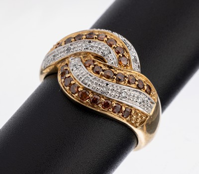 Image 14 kt Gold Diamant-Ring, GG 585/000 gepr., 14 8/8-Diamanten Weiß/si und 24 ...