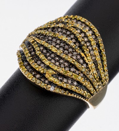Image 14 kt Gold Diamant-Ring, GG 585/000, 8/8- Diamanten zus. ca. 2.0 ct Gelb(beh.) und ...