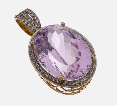 Image 14 kt Gold Morganit-Saphir-Anhänger, GG 585/000, ovalfacett. Morganit ca. 25.2 ct, ...