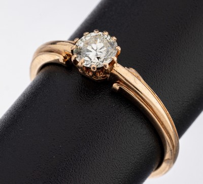 Image 14 kt Gold Diamant-Ring, Wien um 1920, RoseG 585/000, Altschliffdiamant ca. 0.60 ct ...