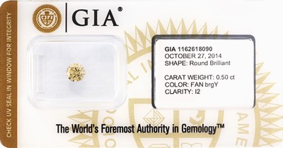 Image Loser Brillant 0.50 ct Natural Fancy brownish greenish Yellow/p2, Politur und Symmetrie ...