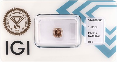 Image Loser Diamant 1.52 ct Natural Fancy Brown/si2,Kissenschliff, Politur und Symmetrie gut, ...