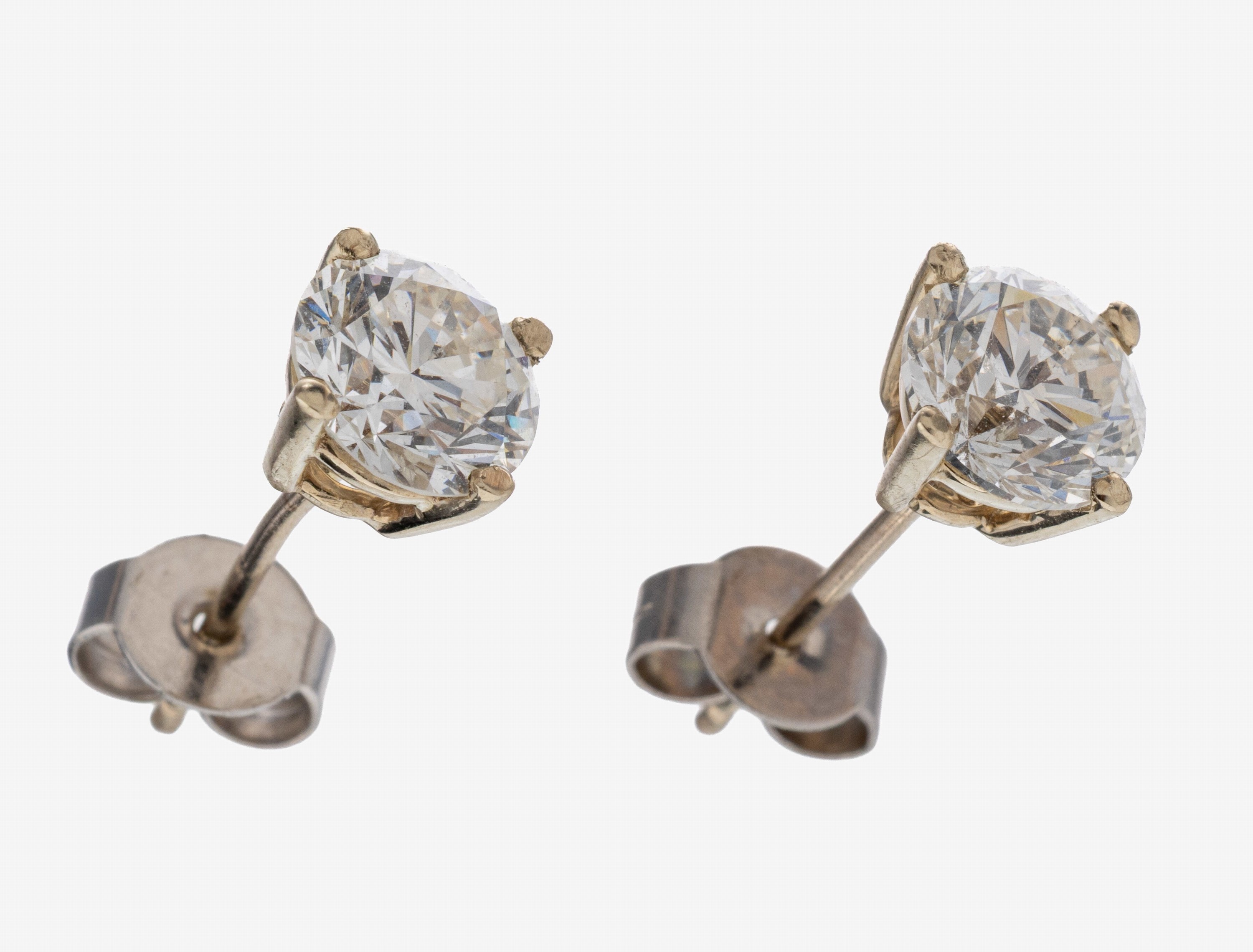 Image 27122941 - Paar 14 kt Gold Brillant-Ohrstecker, WG 585/000, 2 Brillanten zus. ca. 2.08 ct ...