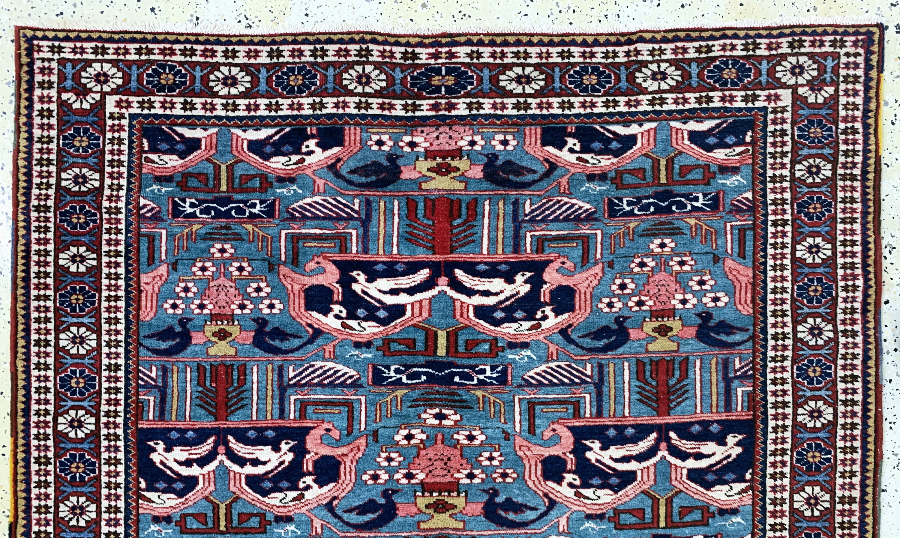 Detail e: Schirwan alt, Kaukasus, Mitte 20.Jhd, Wolleauf Baumwolle, ca. 255 x 165 cm, EHZ: 2-3