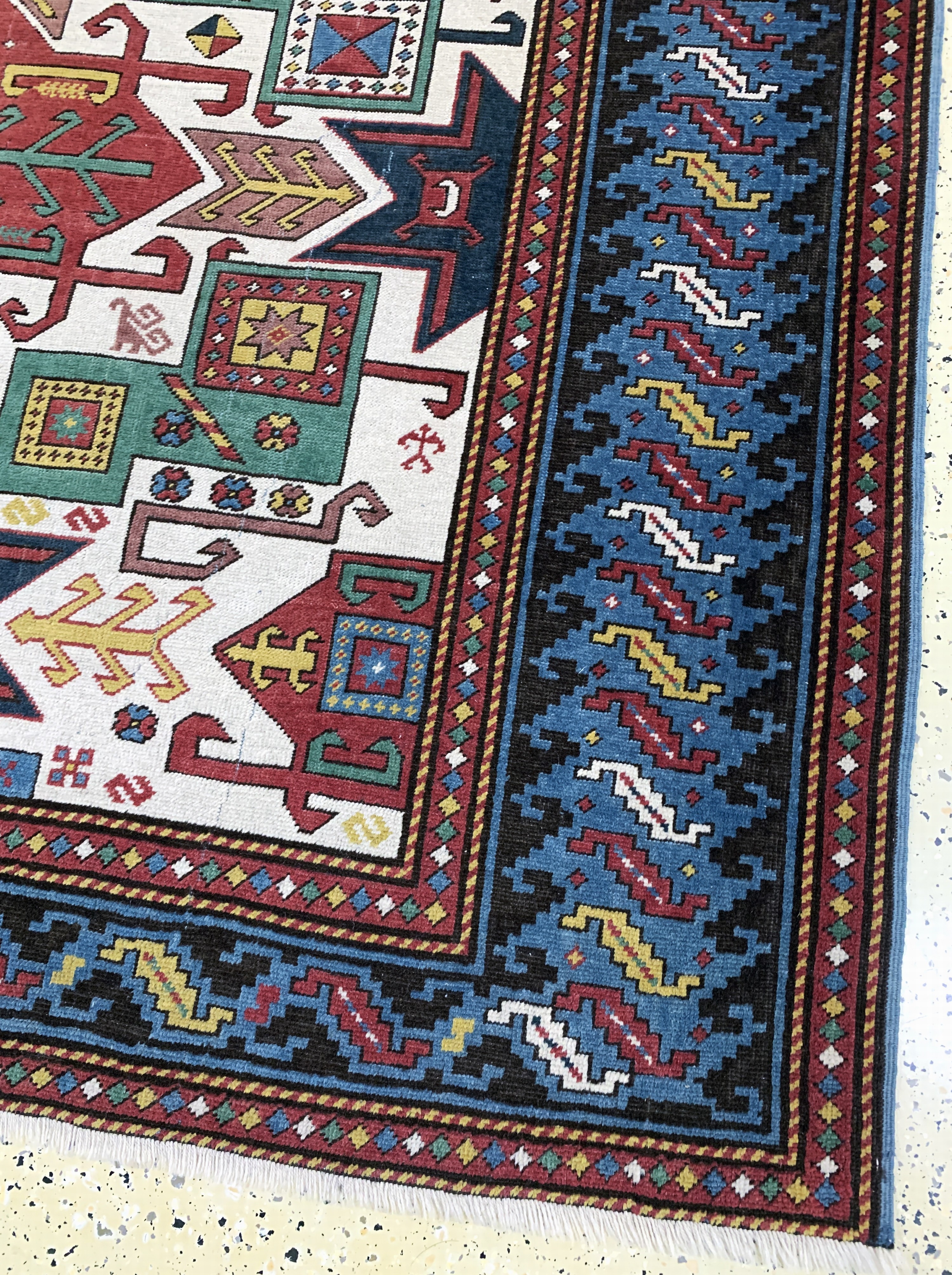 Detail a: Kopie eines"Stern-Kazak", Türkei, Ende 20.Jhd, Wolle auf Wolle, ca. 270 x 210 cm Reinigungsbedürftig, EHZ: 3
