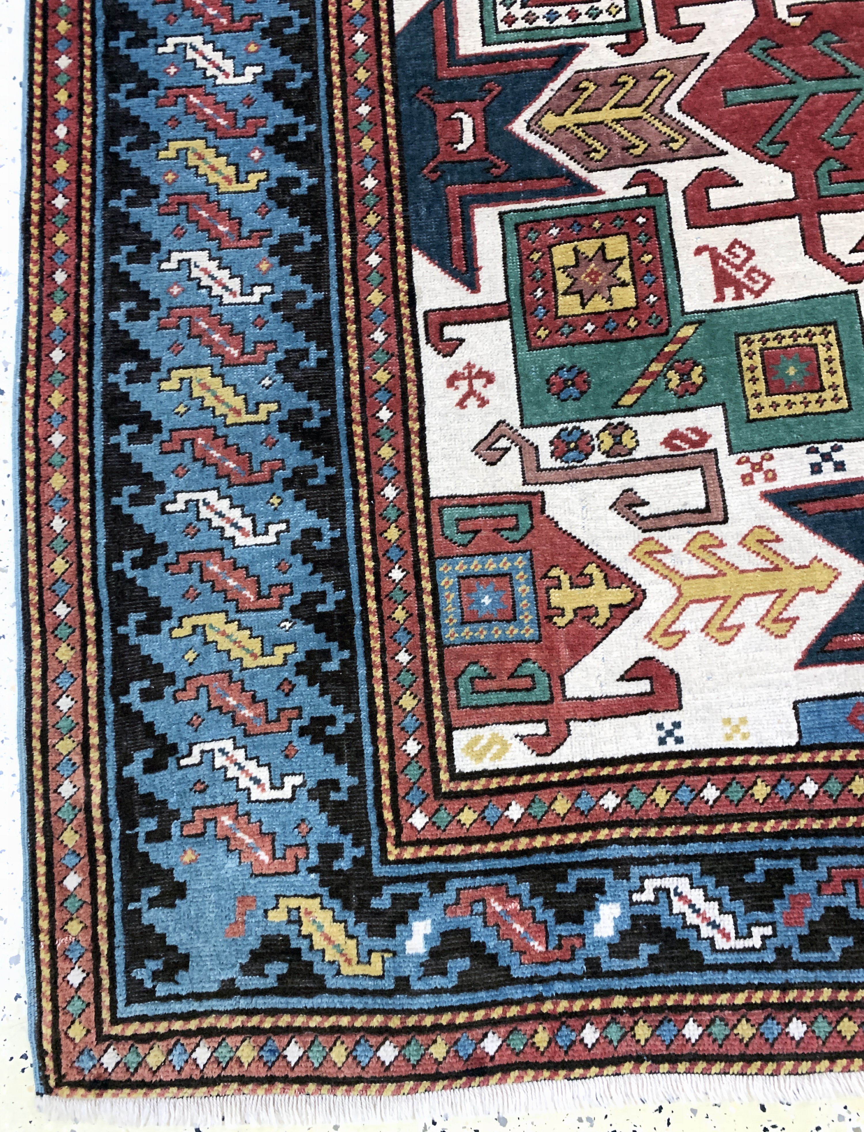 Detail b: Kopie eines"Stern-Kazak", Türkei, Ende 20.Jhd, Wolle auf Wolle, ca. 270 x 210 cm Reinigungsbedürftig, EHZ: 3