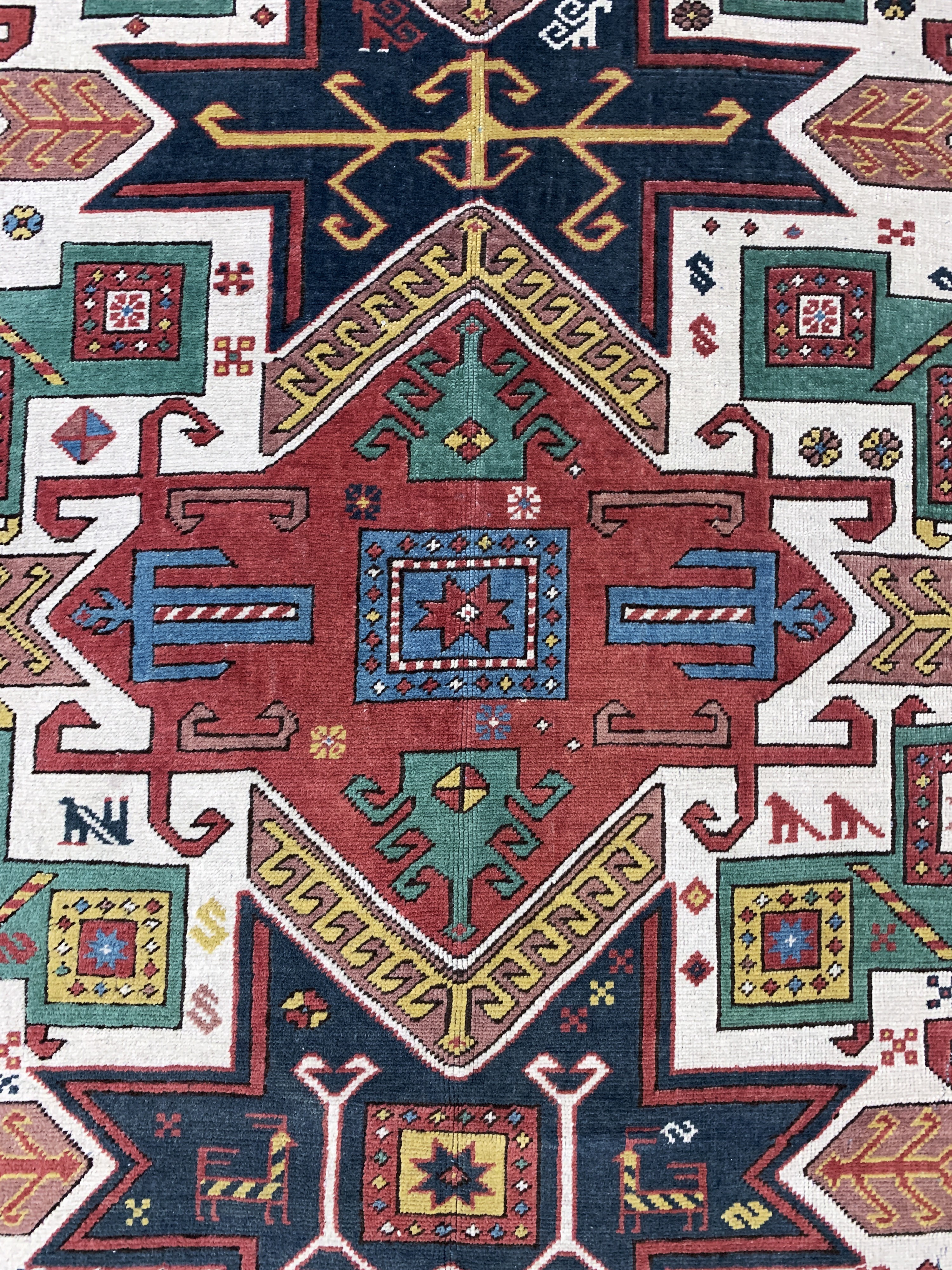 Detail d: Kopie eines"Stern-Kazak", Türkei, Ende 20.Jhd, Wolle auf Wolle, ca. 270 x 210 cm Reinigungsbedürftig, EHZ: 3