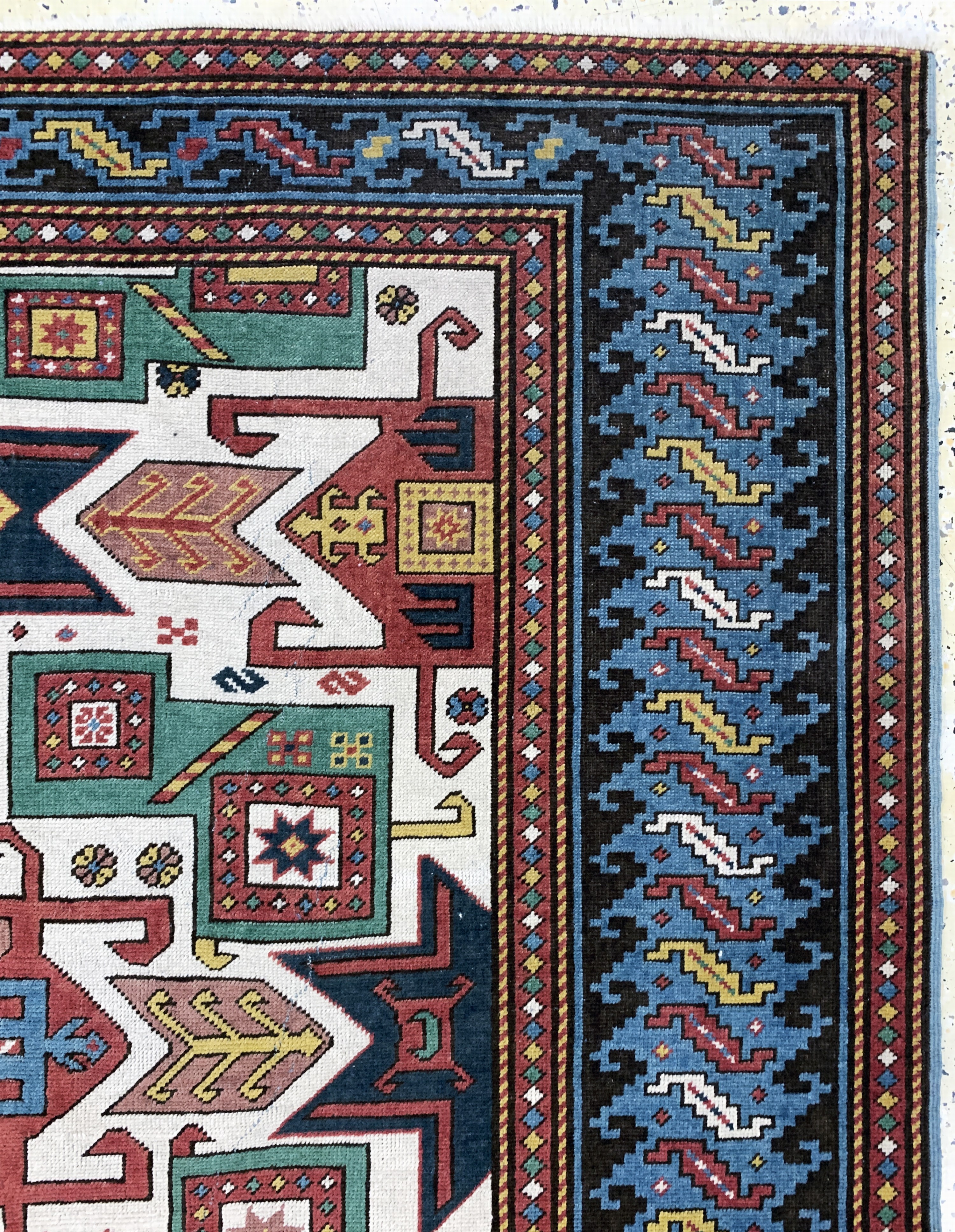 Detail h: Kopie eines"Stern-Kazak", Türkei, Ende 20.Jhd, Wolle auf Wolle, ca. 270 x 210 cm Reinigungsbedürftig, EHZ: 3