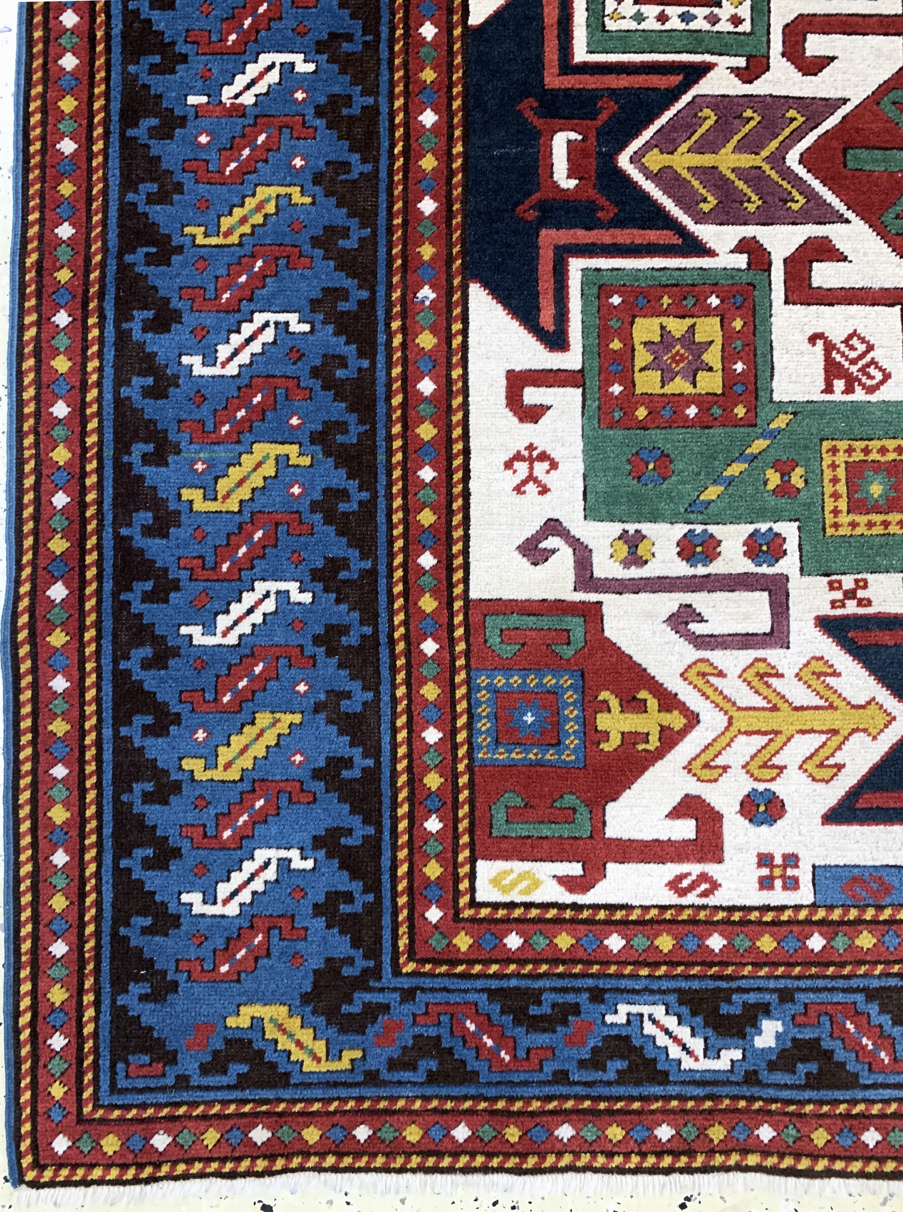 Detail b: Kopie eines"Stern-Kazak", Türkei, Ende 20.Jhd, Wolle auf Wolle, ca. 265 x 205 cm, EHZ: 2