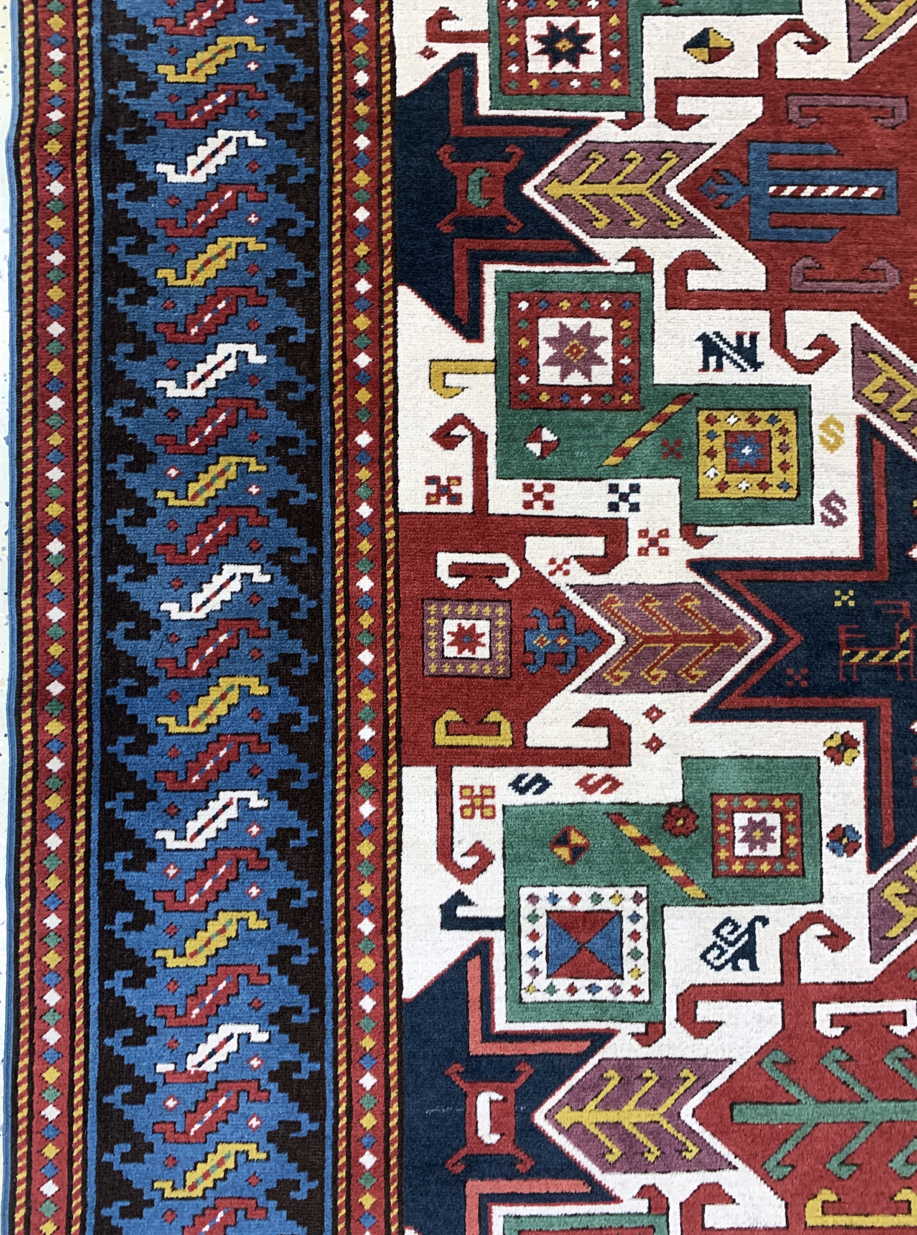 Detail e: Kopie eines"Stern-Kazak", Türkei, Ende 20.Jhd, Wolle auf Wolle, ca. 265 x 205 cm, EHZ: 2