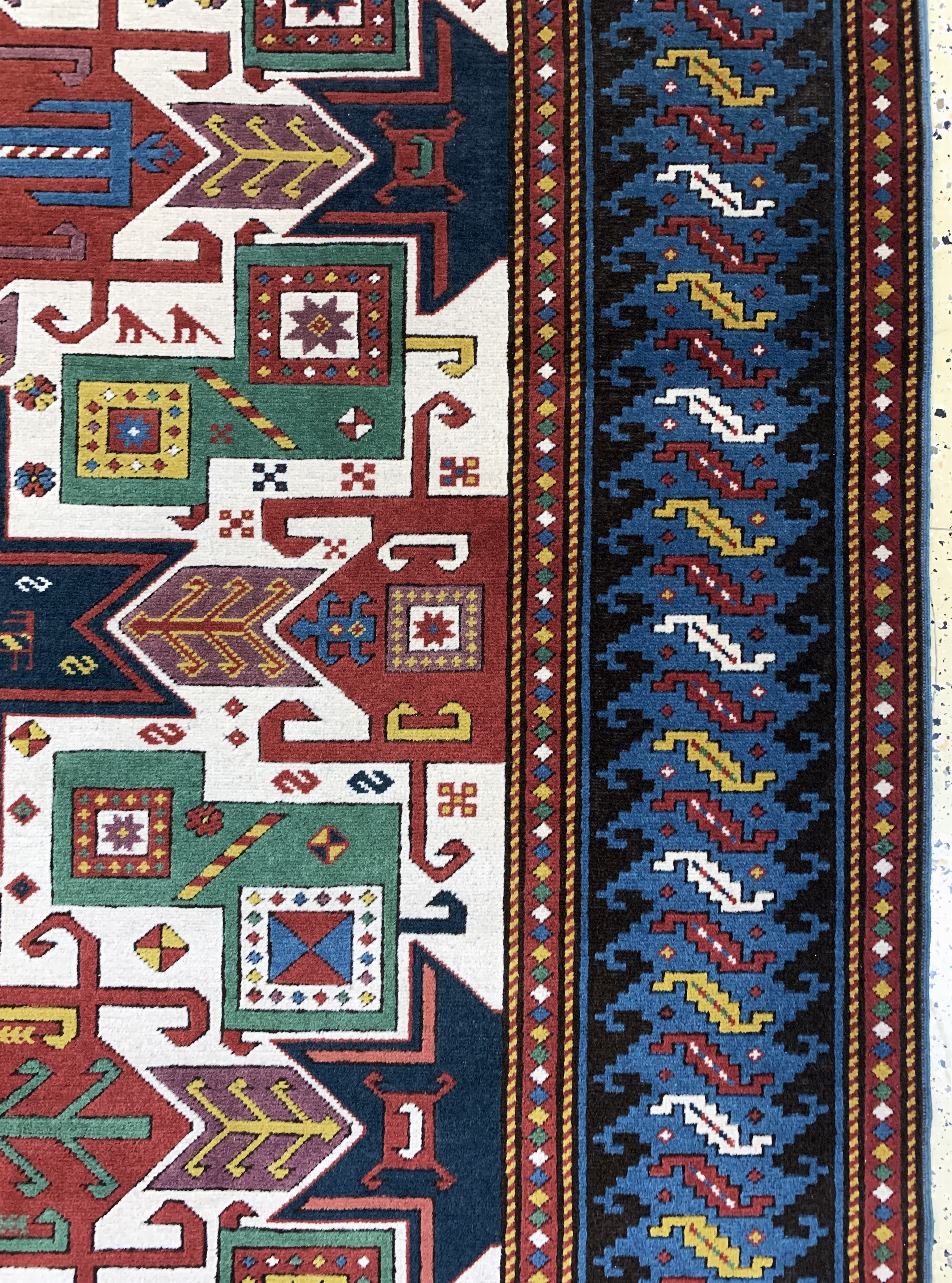 Detail f: Kopie eines"Stern-Kazak", Türkei, Ende 20.Jhd, Wolle auf Wolle, ca. 265 x 205 cm, EHZ: 2