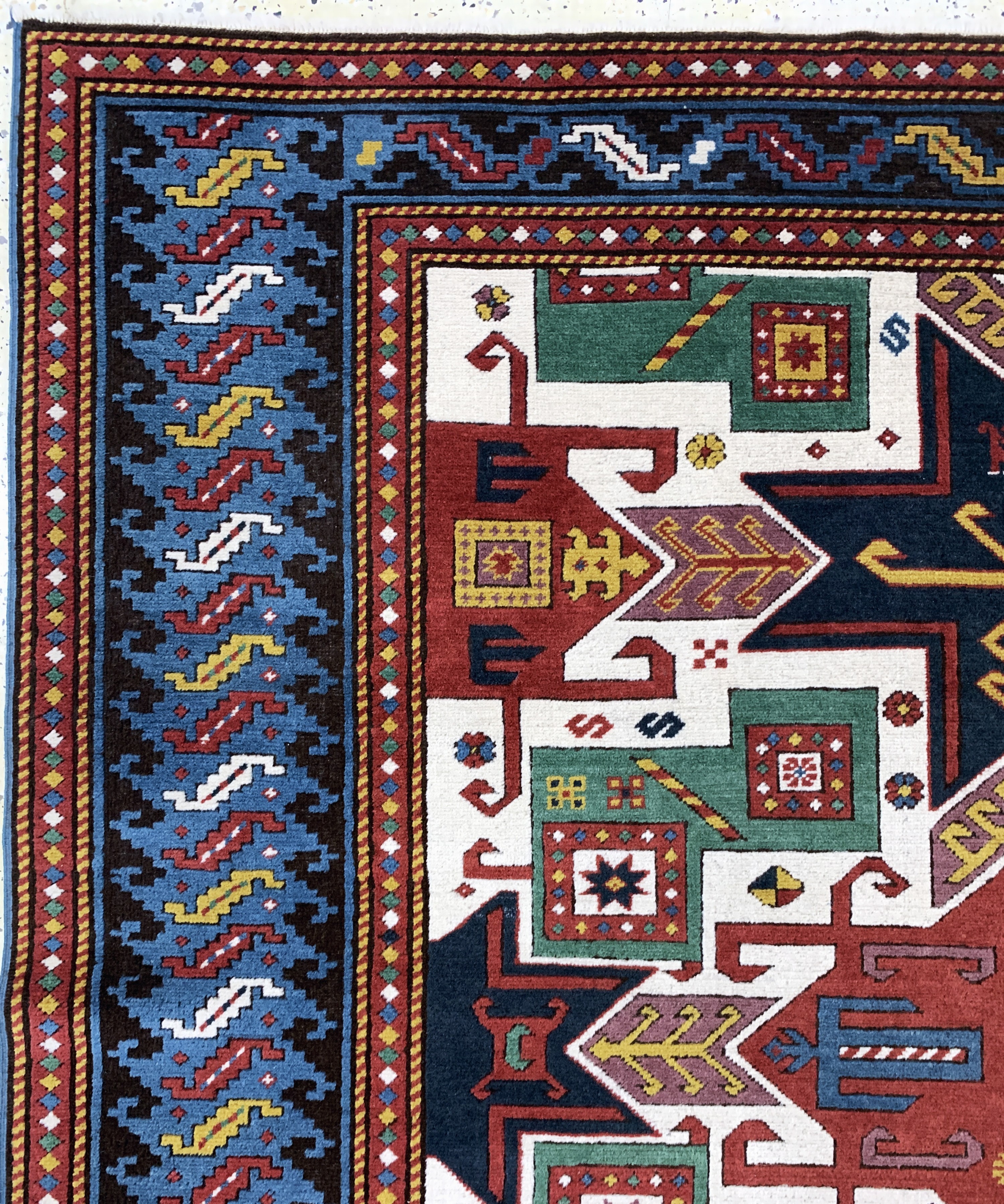 Detail g: Kopie eines"Stern-Kazak", Türkei, Ende 20.Jhd, Wolle auf Wolle, ca. 265 x 205 cm, EHZ: 2