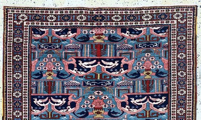 27122954e - Schirwan alt, Kaukasus, Mitte 20.Jhd, Wolleauf Baumwolle, ca. 255 x 165 cm, EHZ: 2-3 ...