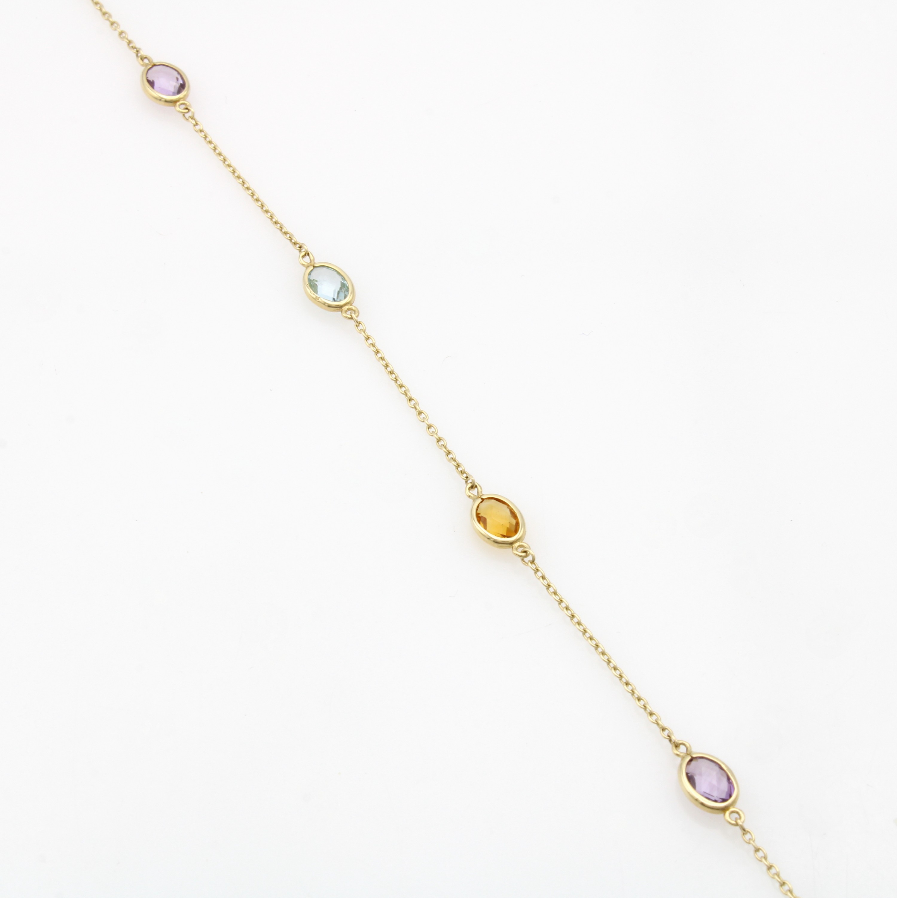 Image 27123103 - Armband mit Farbsteinen, GG 585/000, ovale, fac. Amethyste, Citrin u. Blautopas (beh.), ...