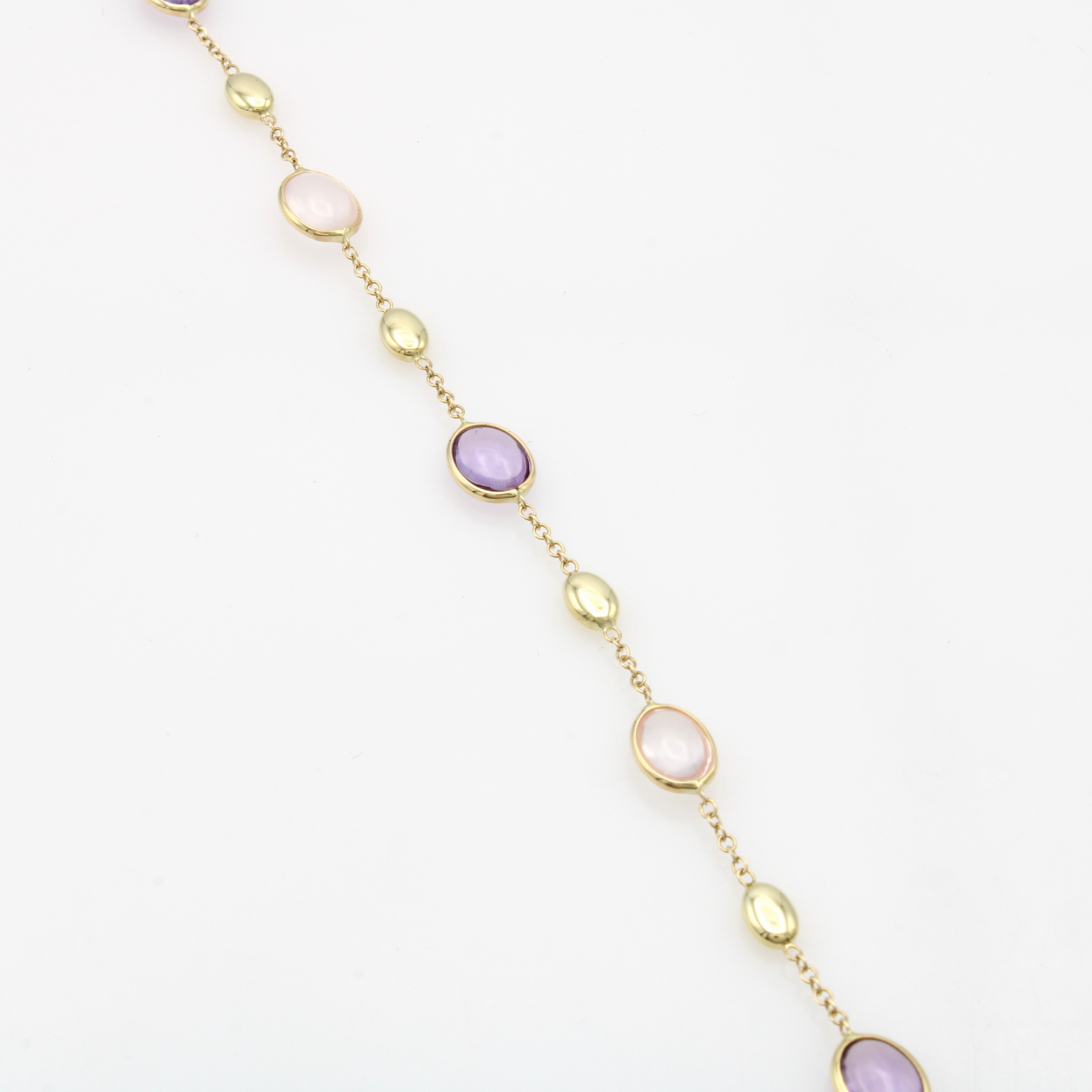 Image 27123104 - Armband mit Farbsteinen, GG 585/000, ovale, fac. Amethyst- u. Rosenquarzcabochons, L. ...