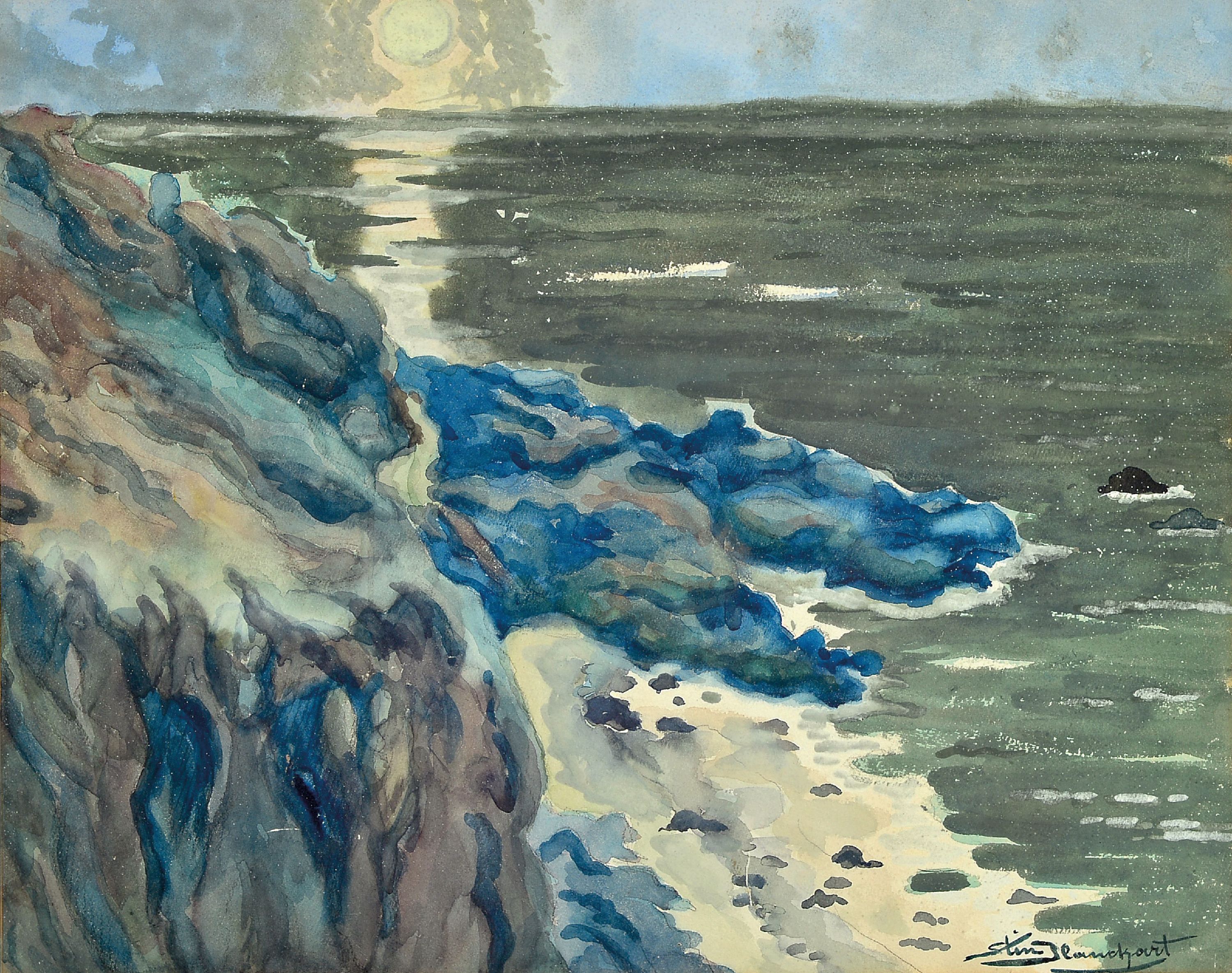 Image 27123148 - Stin Blanckart, 1881-1944, belgischer Fotografund Maler, Aquarell, Küstenlandschaft bei ...