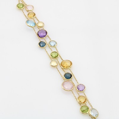 27123109a - 3-reihiges Armband mit Farbsteinen, GG 585/000, runde, fac. Amethyste, Citrine, ...