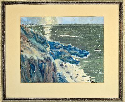 27123148k - Stin Blanckart, 1881-1944, belgischer Fotografund Maler, Aquarell, Küstenlandschaft bei ...