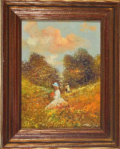 27123159k - Madjid Rahnavardkar, geb. 1943 Teheran, zwei Werke: galante Mädchen beim Blumen ...