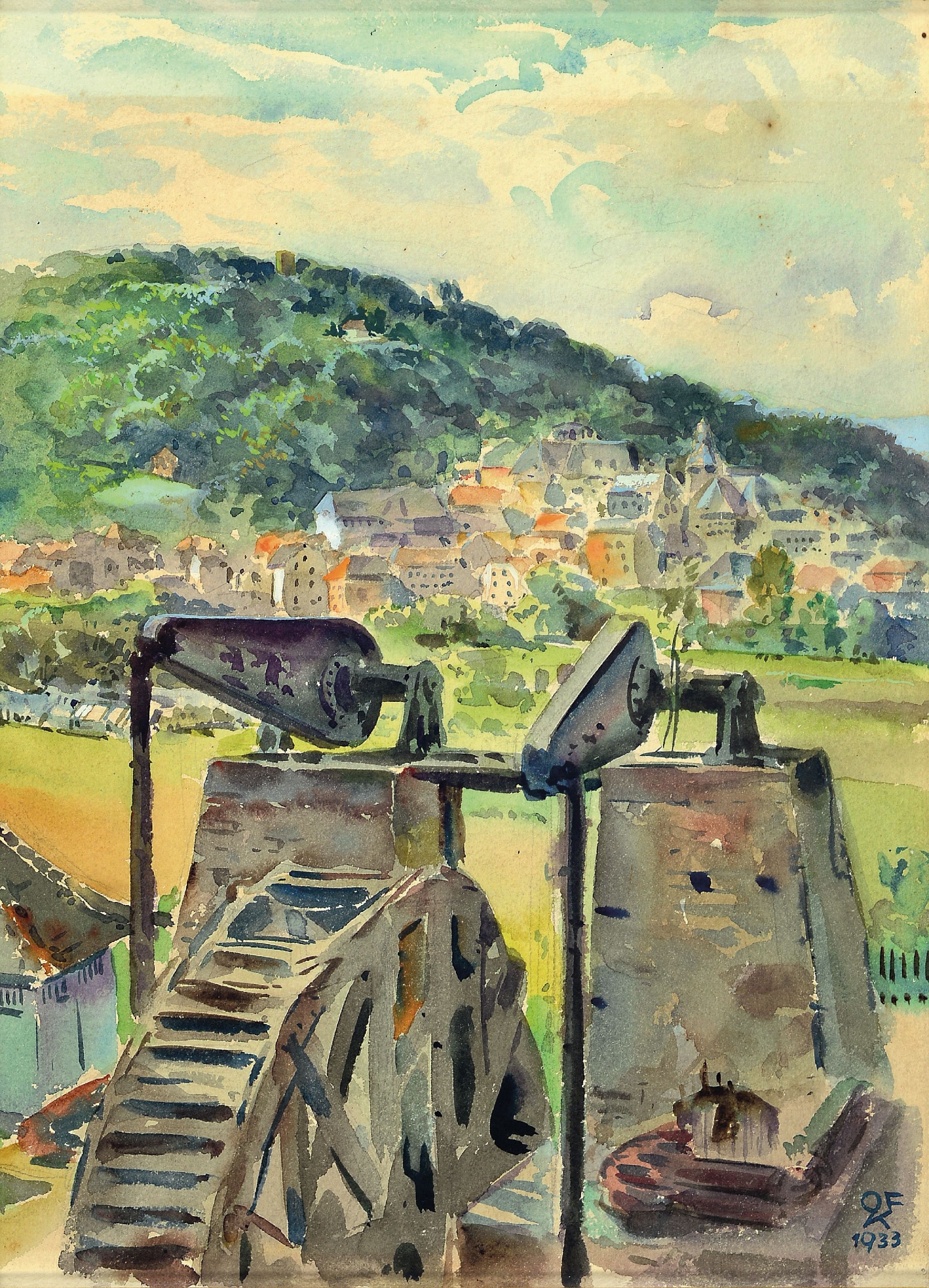 Image 27123219 - Otto Franz Kutscher, 1890 Magdeburg-1971 Bad Nauheim, Blick auf Bad Nauheim, im ...