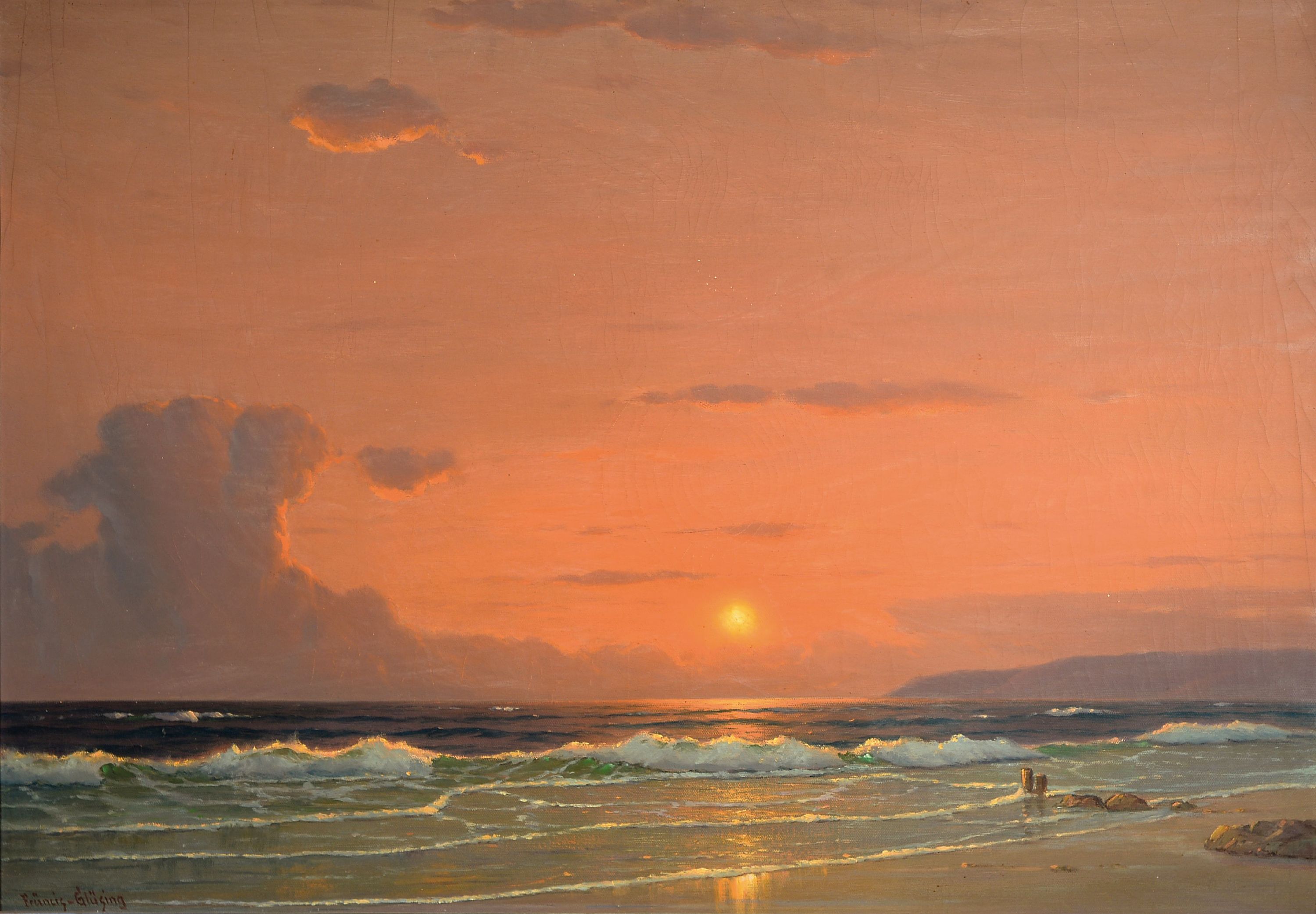 Image 27123222 - Martin Fräncis Glüsing, 1886 Altona-1957 Hamburg, maritime Landschaft, Strand bei ...
