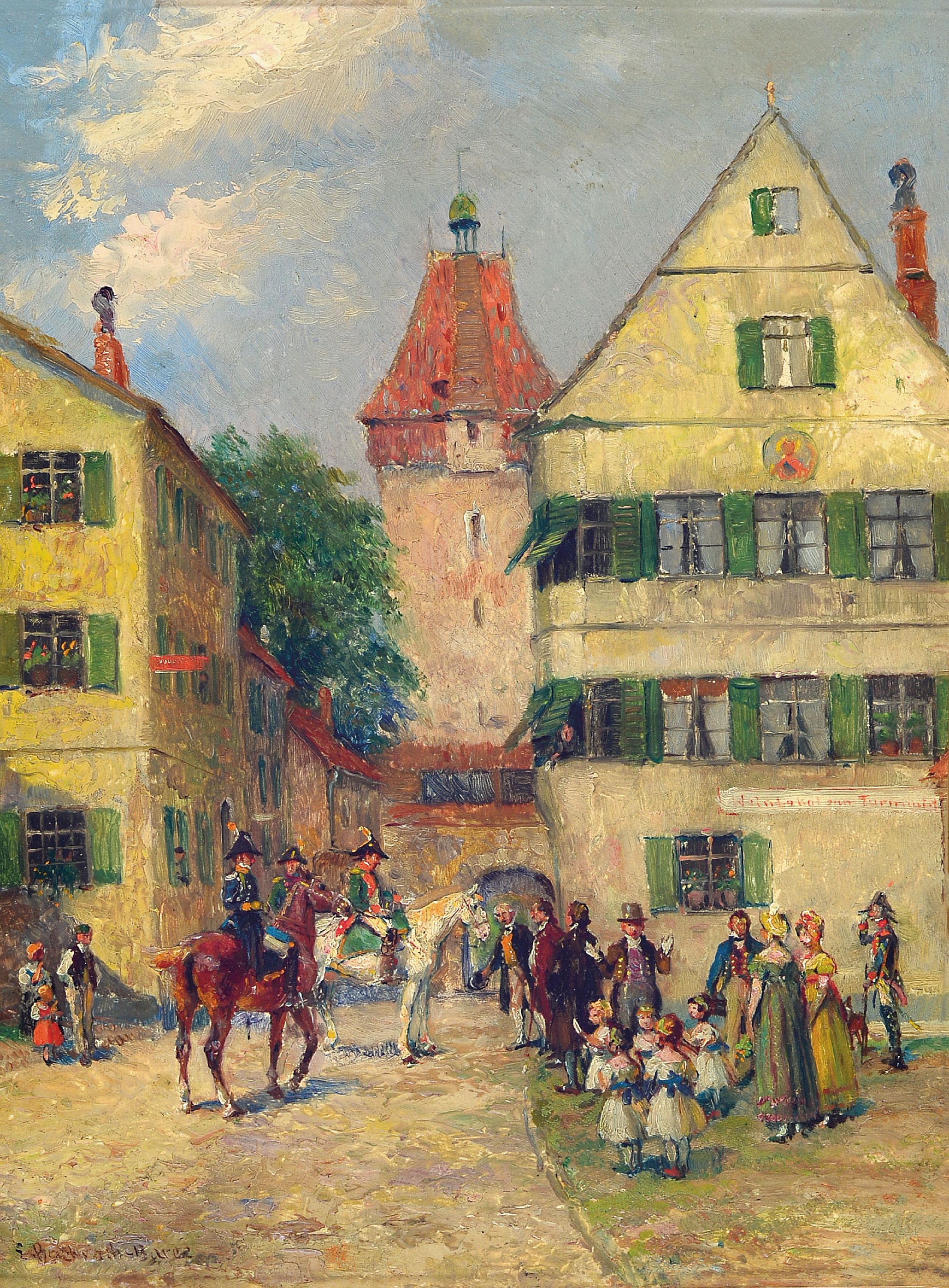 Image 27123229 - Emanuel Bacharach-Baree, 1863 Oderberg-1943 München, Begrüßung des Fürsten am ...