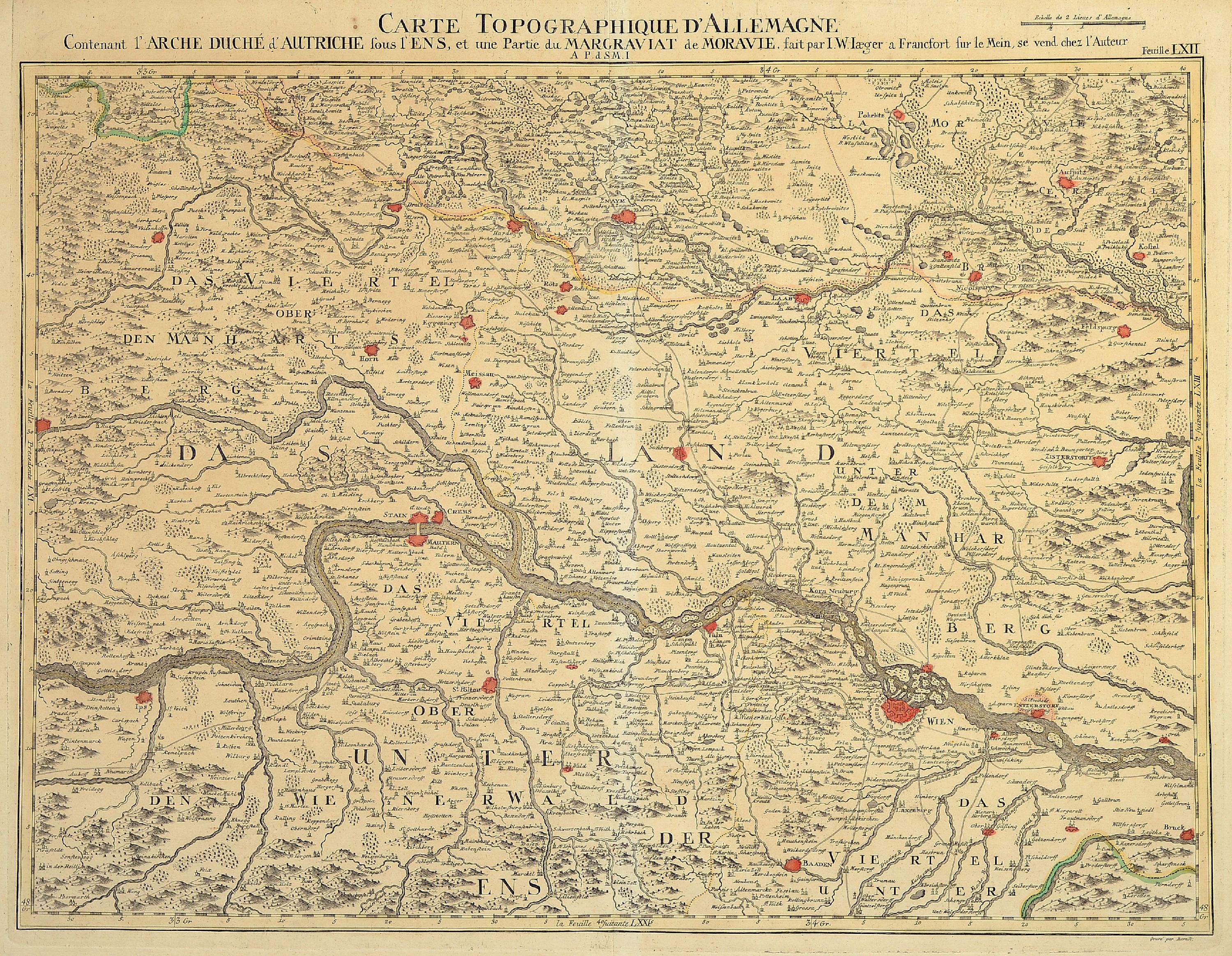 Image 27123239 - Donaulauf ´Carte topographique D´Allemagne... l´Arche Duche d´Autriche...et une Partie du ...
