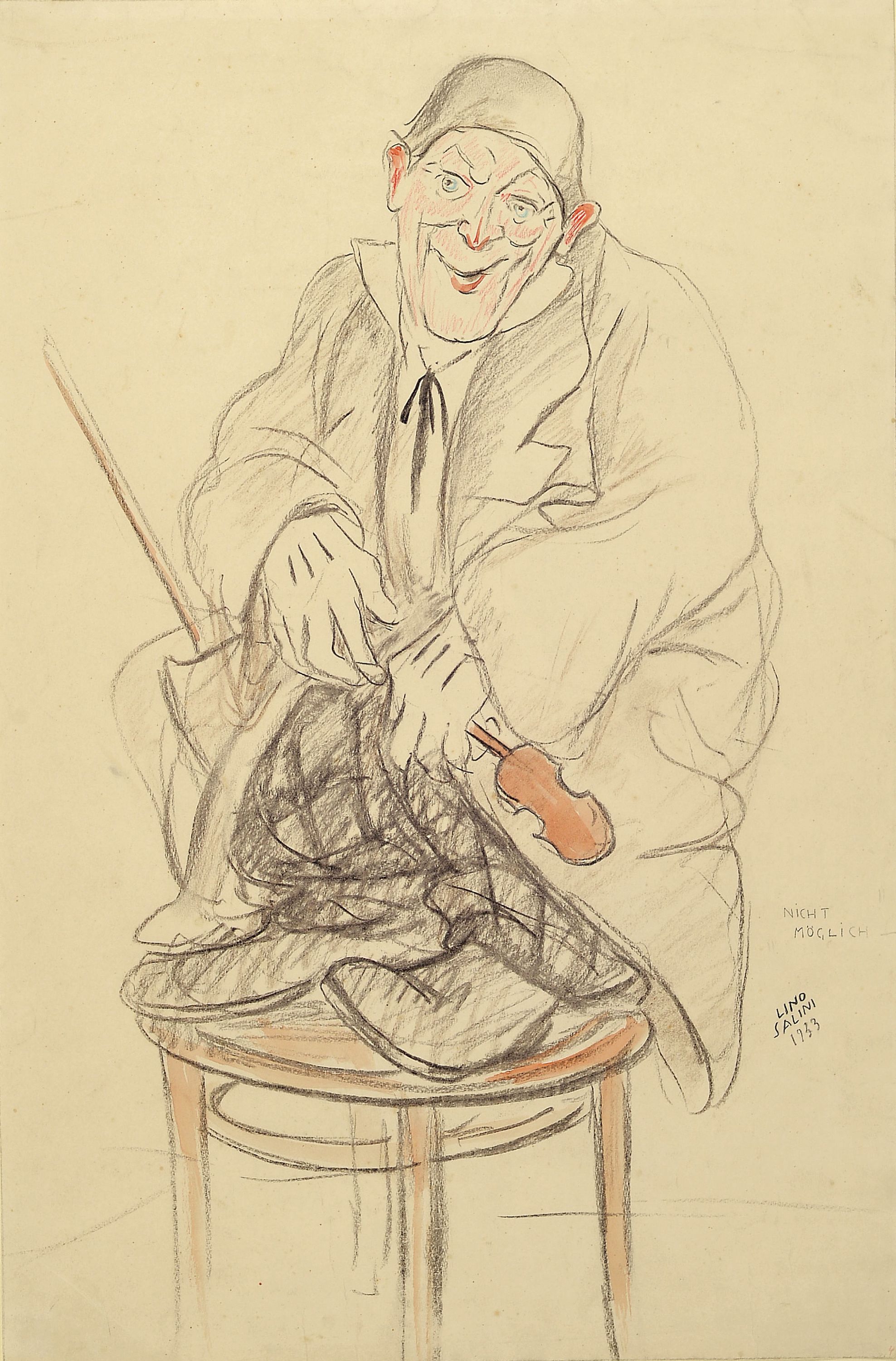 Image 27123286 - Lino Salini, 1889 Frankfurt-1944 Würzburg, Darstellung des schweizer Clowns ´Grock´ auf ...