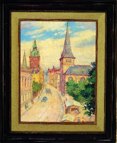 27123226k - Gerda Koppel, 1875 Hamburg-1941, norddeutsche Stadtlandschaft, rechts unten signiert, ...