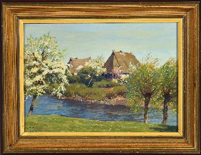 27123275k - Rolf Kämmerer, 1888-1961, Gouache, ´Alte Fischerhäuser (Fischland)´ so verso ...
