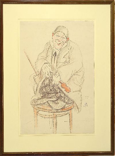 27123286k - Lino Salini, 1889 Frankfurt-1944 Würzburg, Darstellung des schweizer Clowns ´Grock´ auf ...